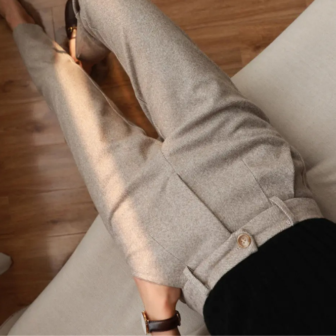 Men's Herringbone Wool-Look Tapered Smart Trousers