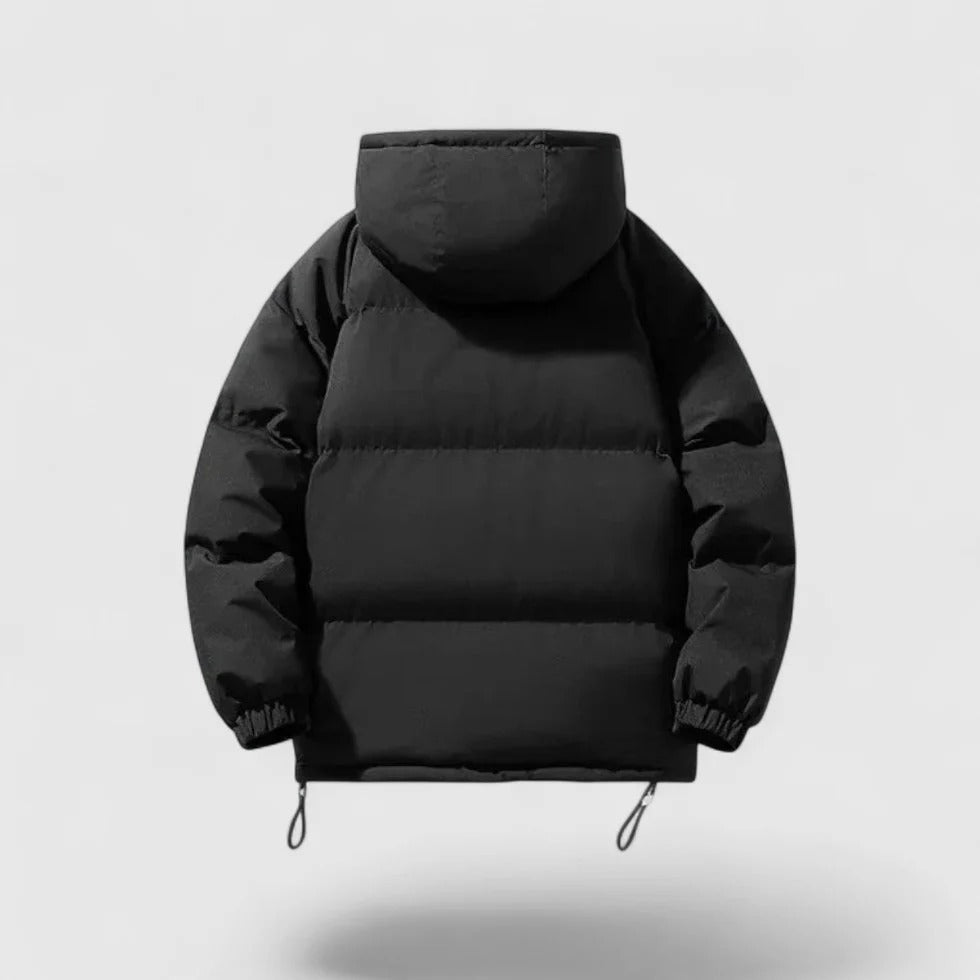 Men's Hooded Puffer Jacket with Adjustable Hem