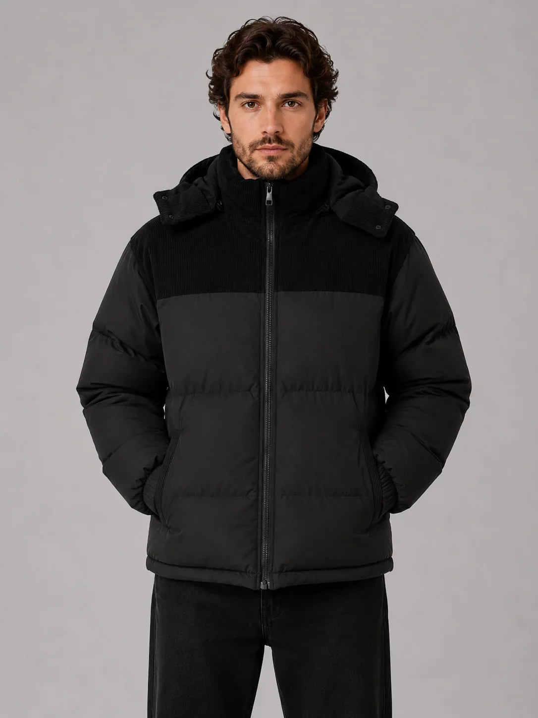 Men's Two-Tone Hooded Puffer Jacket