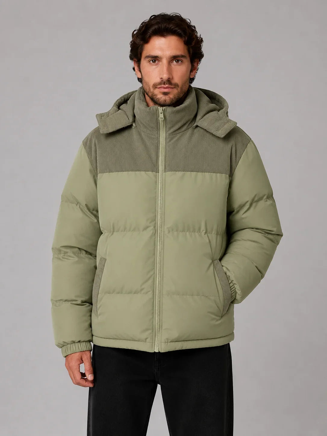 Men's Two-Tone Hooded Puffer Jacket