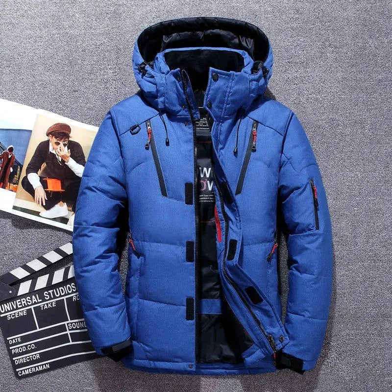 Men's Hooded Padded Winter Parka with Zip Pockets