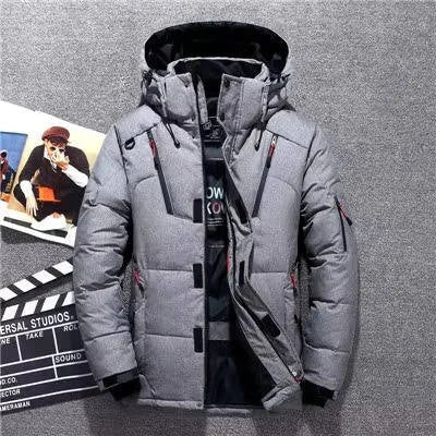 Men's Hooded Padded Winter Parka with Zip Pockets
