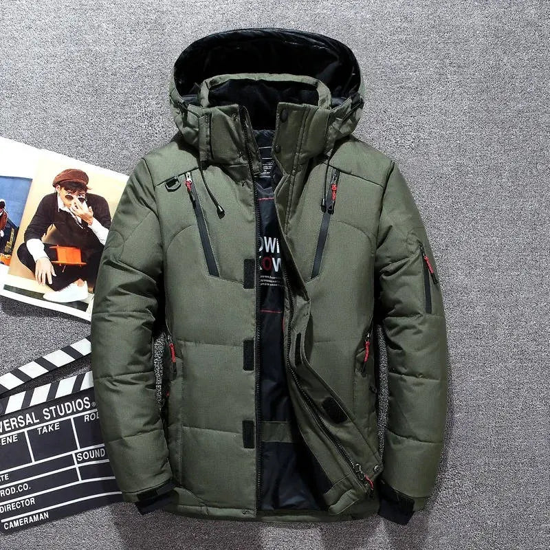 Men's Hooded Padded Winter Parka with Zip Pockets