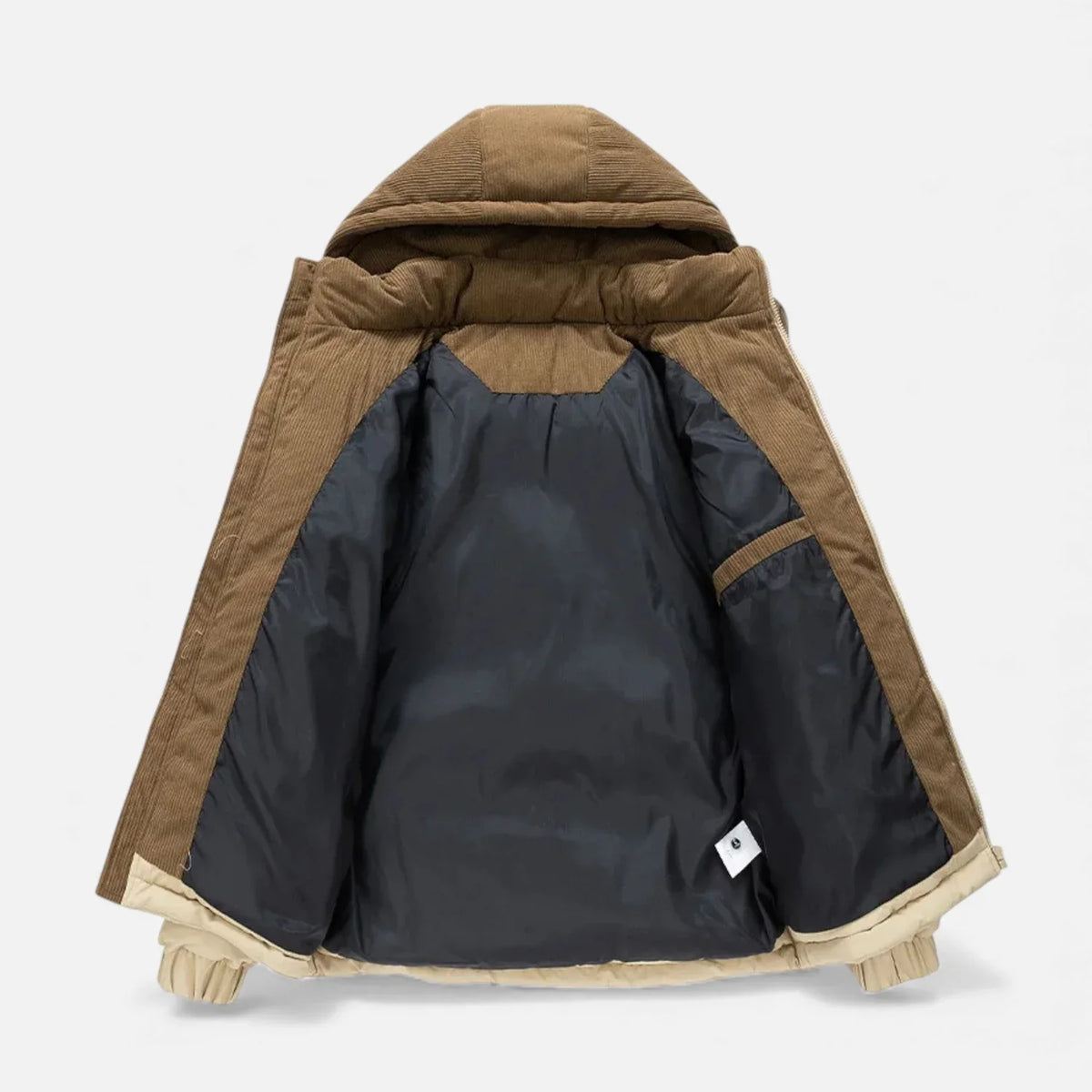Men's Hooded Winter Puffer Jacket with Contrast Yoke