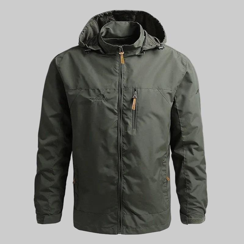 Men's Hooded Windbreaker Jacket with Zip Pockets