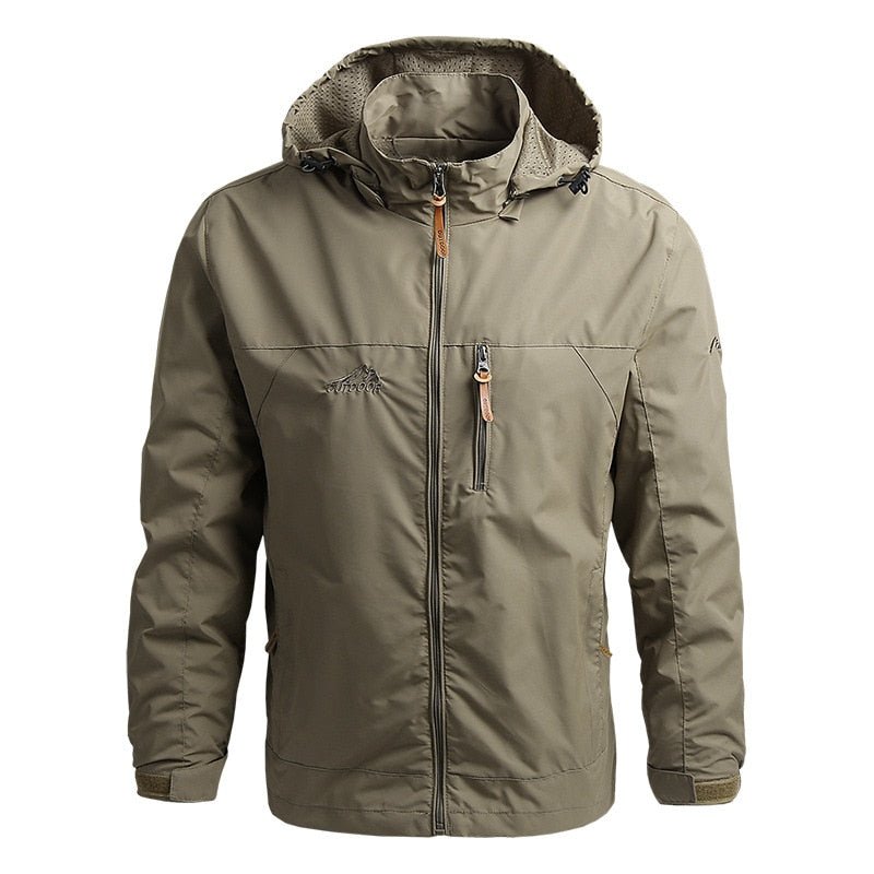 Men's Hooded Windbreaker Jacket with Zip Pockets
