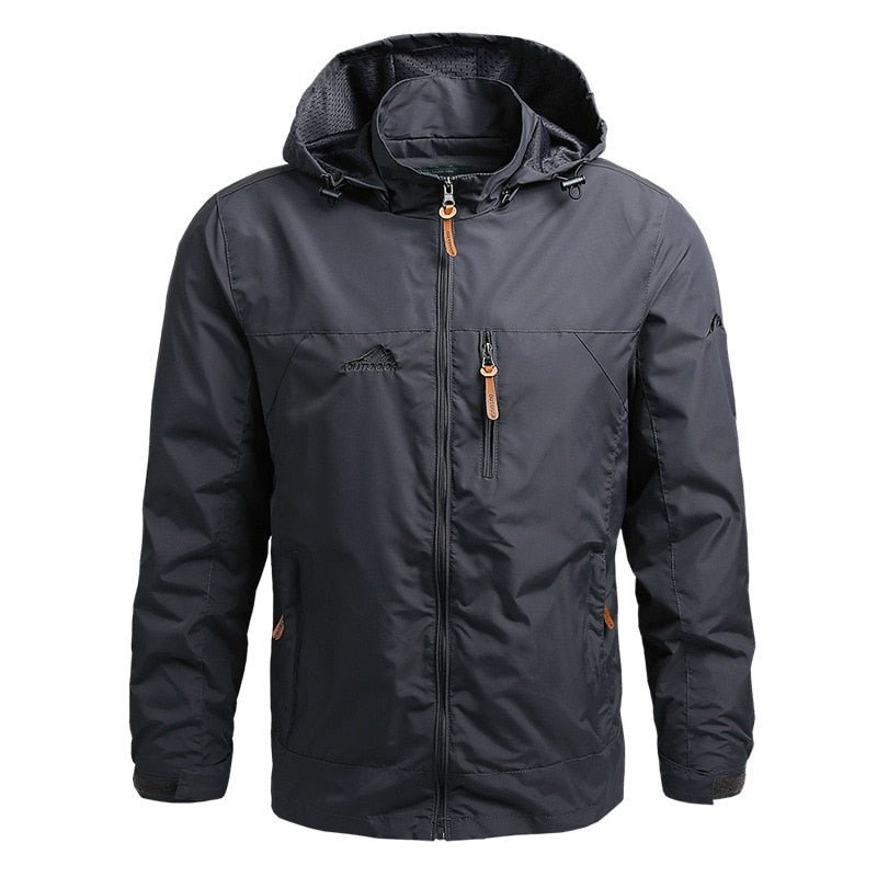 Men's Hooded Windbreaker Jacket with Zip Pockets