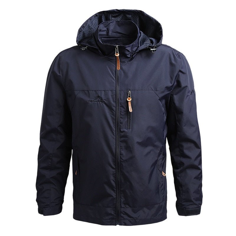 Men's Hooded Windbreaker Jacket with Zip Pockets