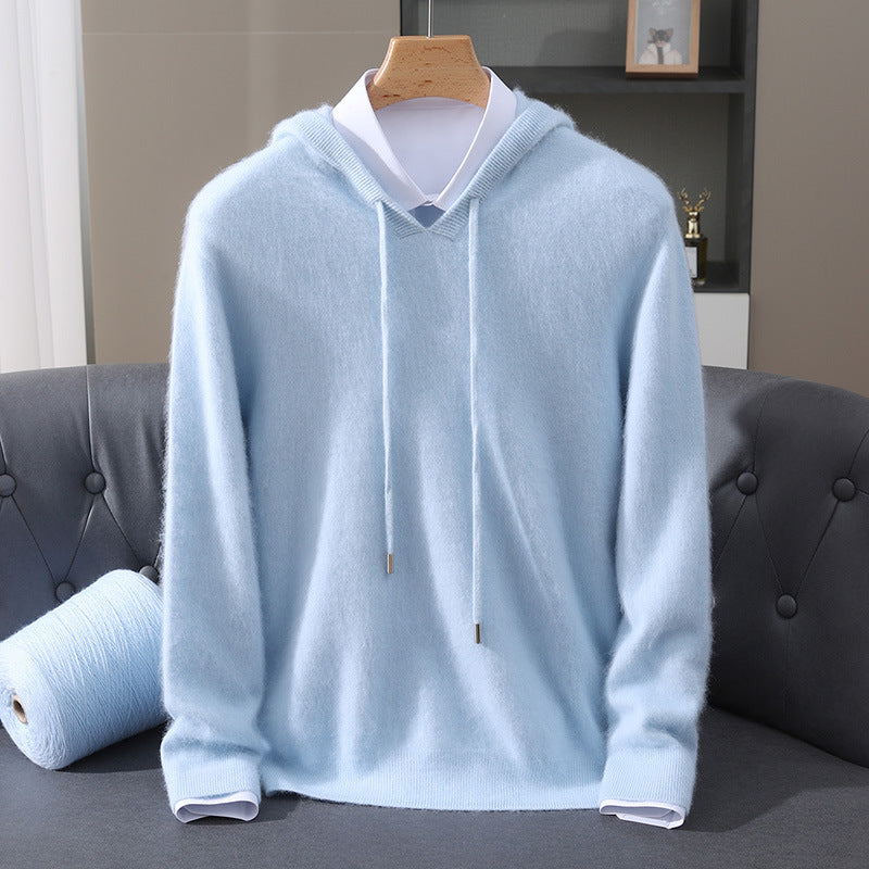Men's Knitted Hoodie Jumper with Drawstring