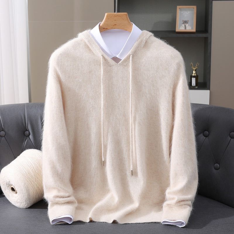 Men's Knitted Hoodie Jumper with Drawstring