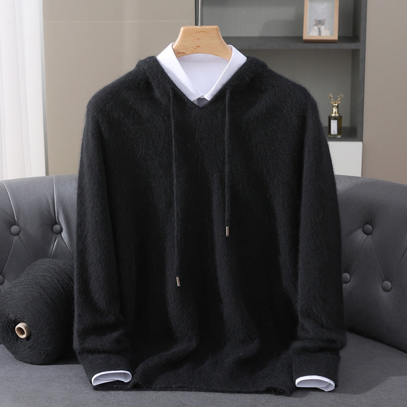 Men's Knitted Hoodie Jumper with Drawstring