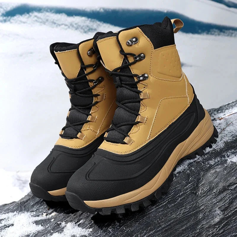 Men's Plush Lined Lace-Up Snow Boots