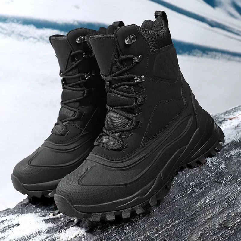 Men's Plush Lined Lace-Up Snow Boots
