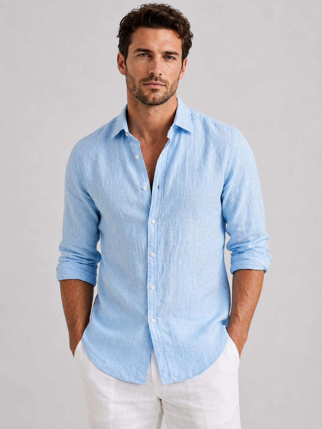 Men's Linen-Look Relaxed Fit Holiday Shirt