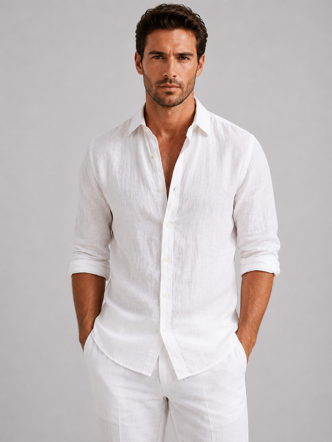 Men's Linen-Look Relaxed Fit Holiday Shirt