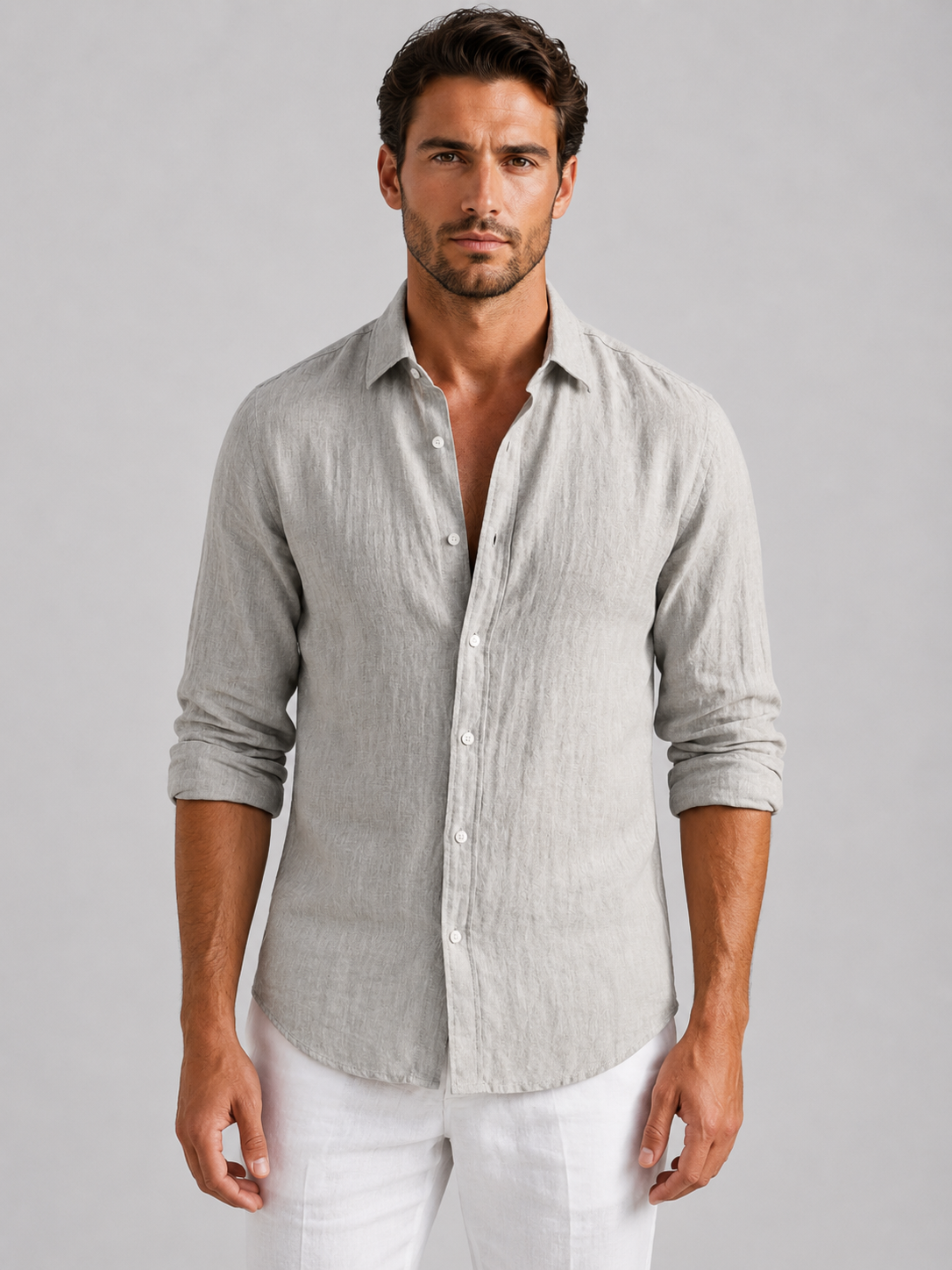 Men's Linen-Look Relaxed Fit Holiday Shirt