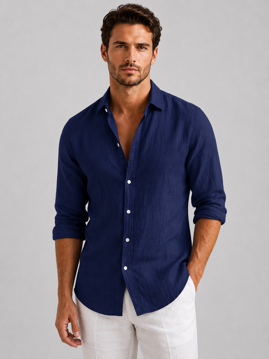 Men's Linen-Look Relaxed Fit Holiday Shirt