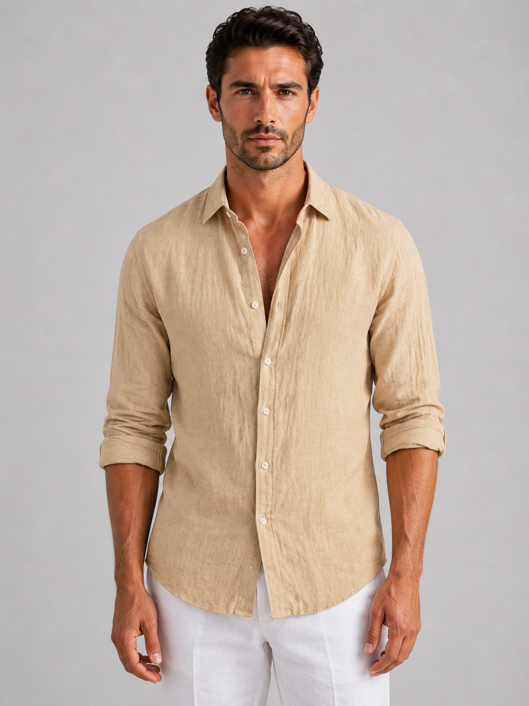 Men's Linen-Look Relaxed Fit Holiday Shirt