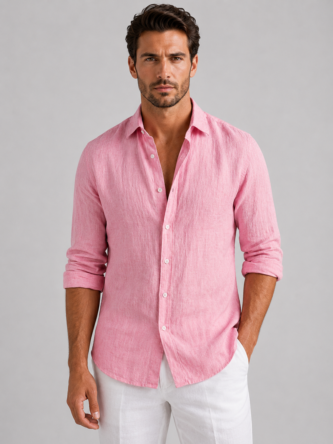 Men's Linen-Look Relaxed Fit Holiday Shirt