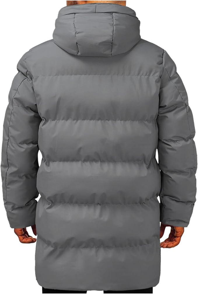 Men's Long Hooded Puffer Coat for Winter