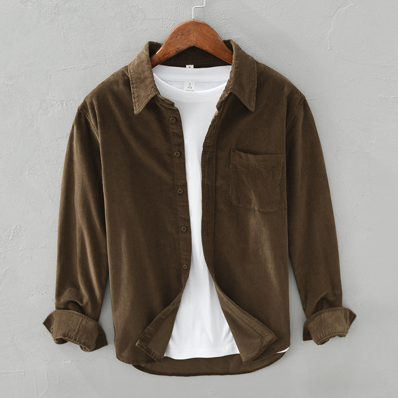 Men's Button-Front Overshirt with Chest Pocket