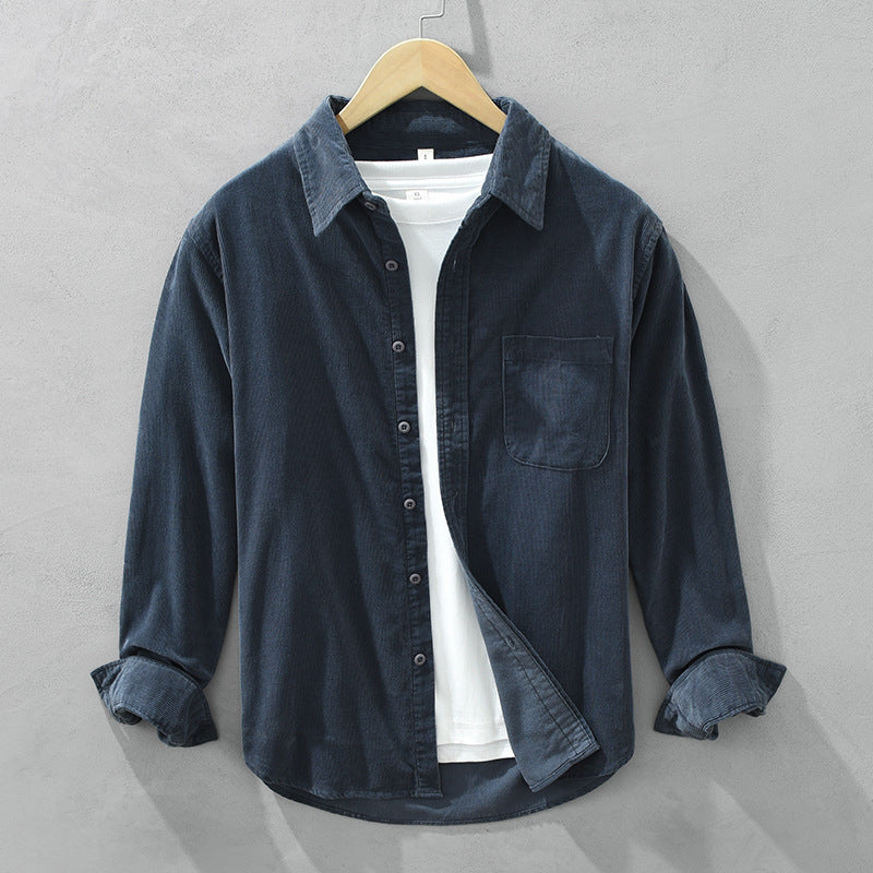 Men's Button-Front Overshirt with Chest Pocket