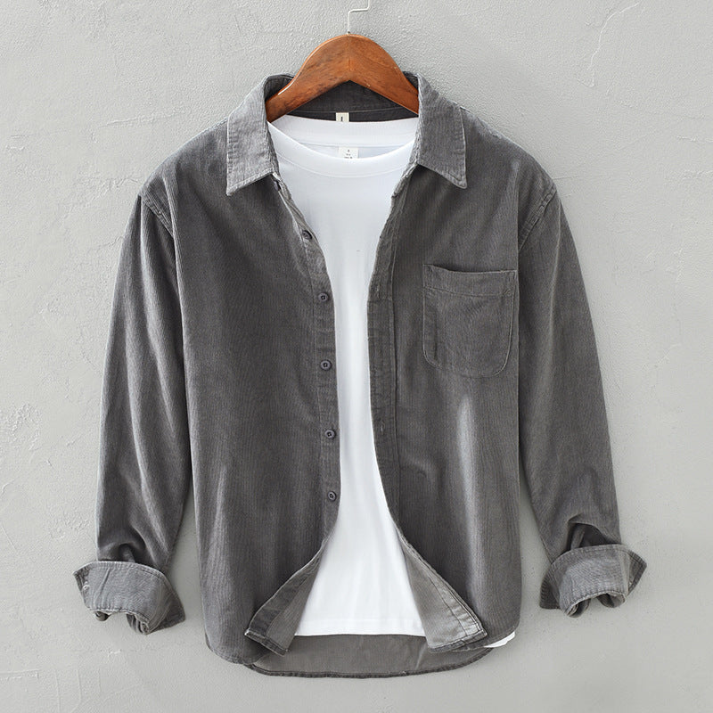 Men's Button-Front Overshirt with Chest Pocket