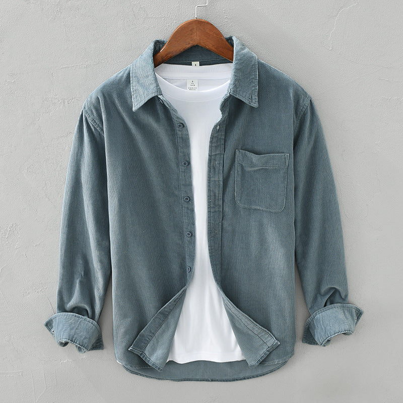 Men's Button-Front Overshirt with Chest Pocket