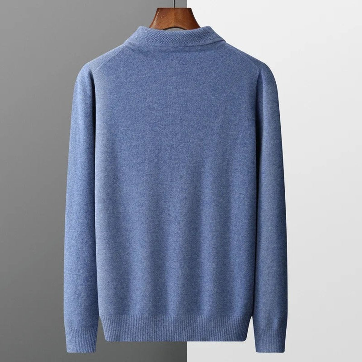 Men's Long Sleeve Fine Knit Polo Collar Jumper