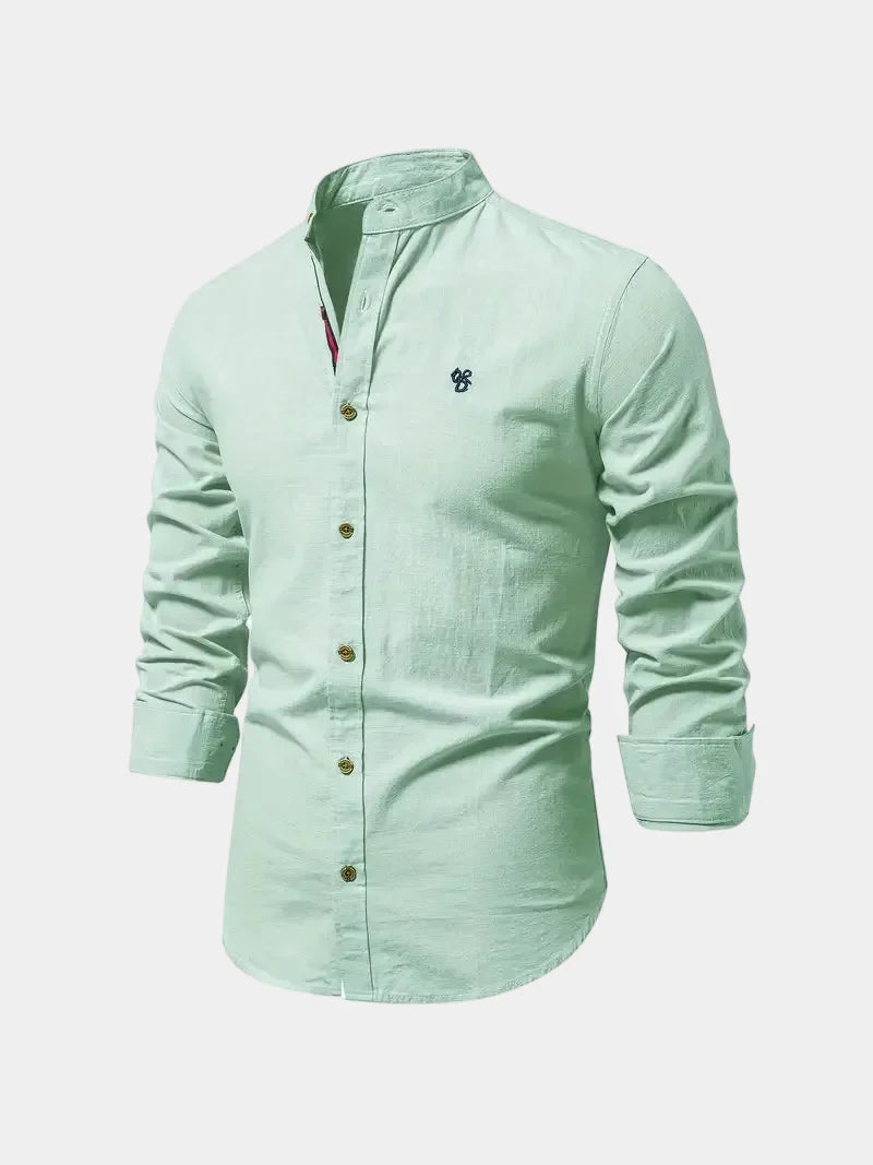 Men's Mandarin Collar Long Sleeve Shirt