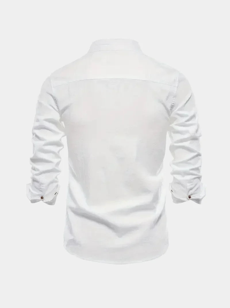 Men's Mandarin Collar Long Sleeve Shirt
