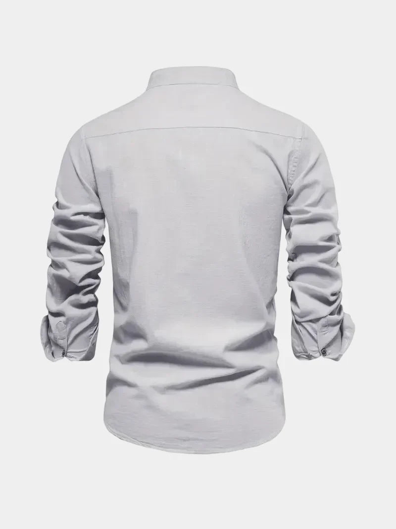 Men's Mandarin Collar Long Sleeve Shirt