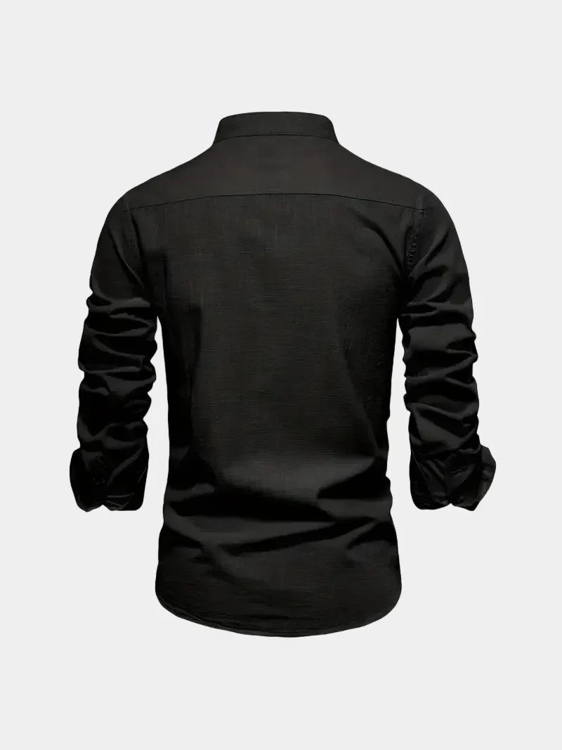 Men's Mandarin Collar Long Sleeve Shirt