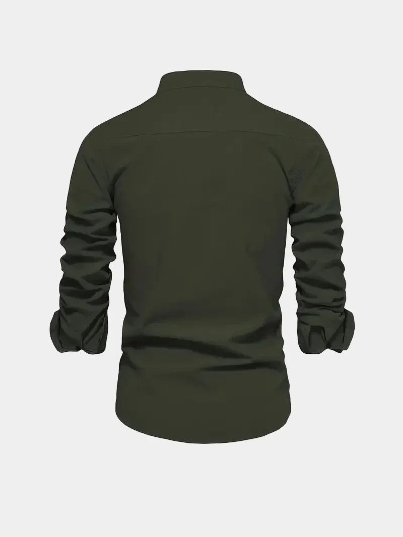 Men's Mandarin Collar Long Sleeve Shirt