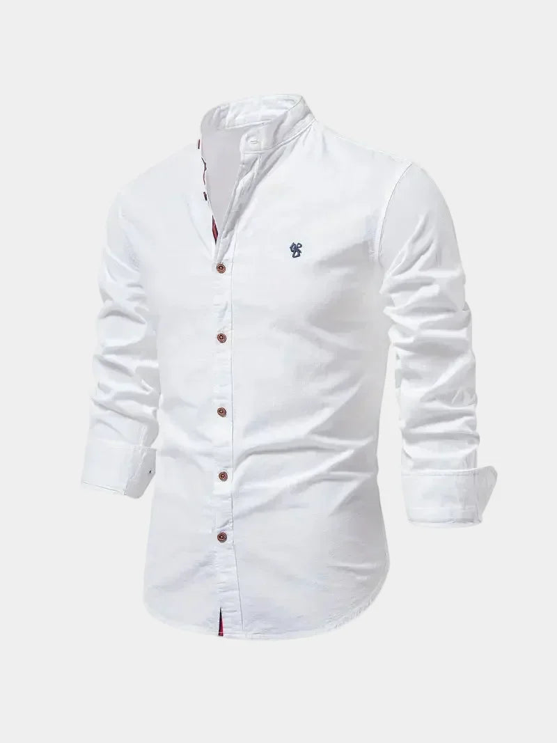 Men's Mandarin Collar Long Sleeve Shirt