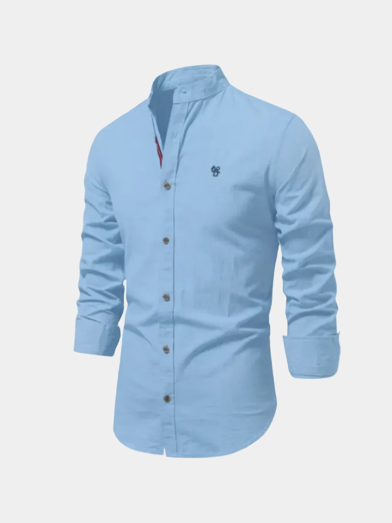 Men's Mandarin Collar Long Sleeve Shirt