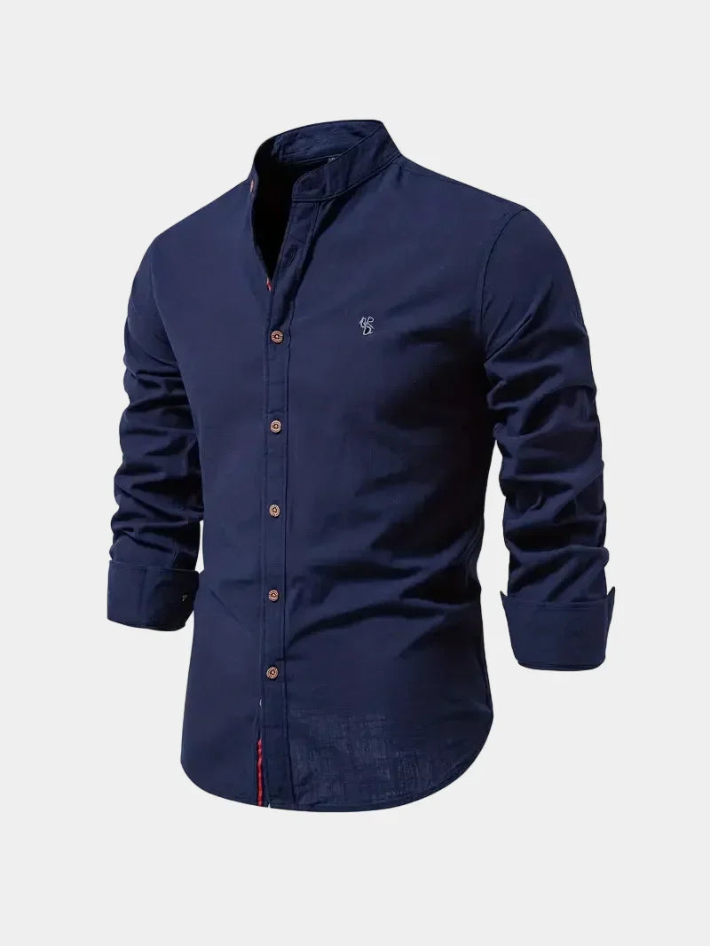 Men's Mandarin Collar Long Sleeve Shirt