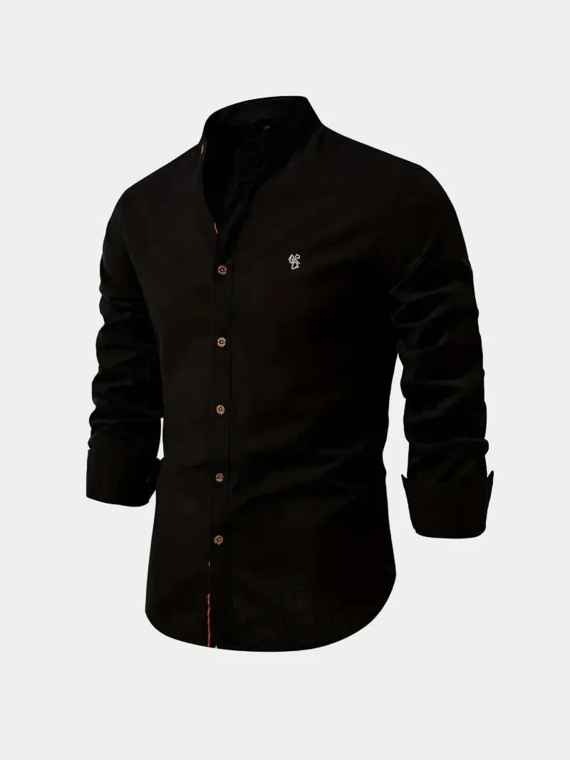 Men's Mandarin Collar Long Sleeve Shirt