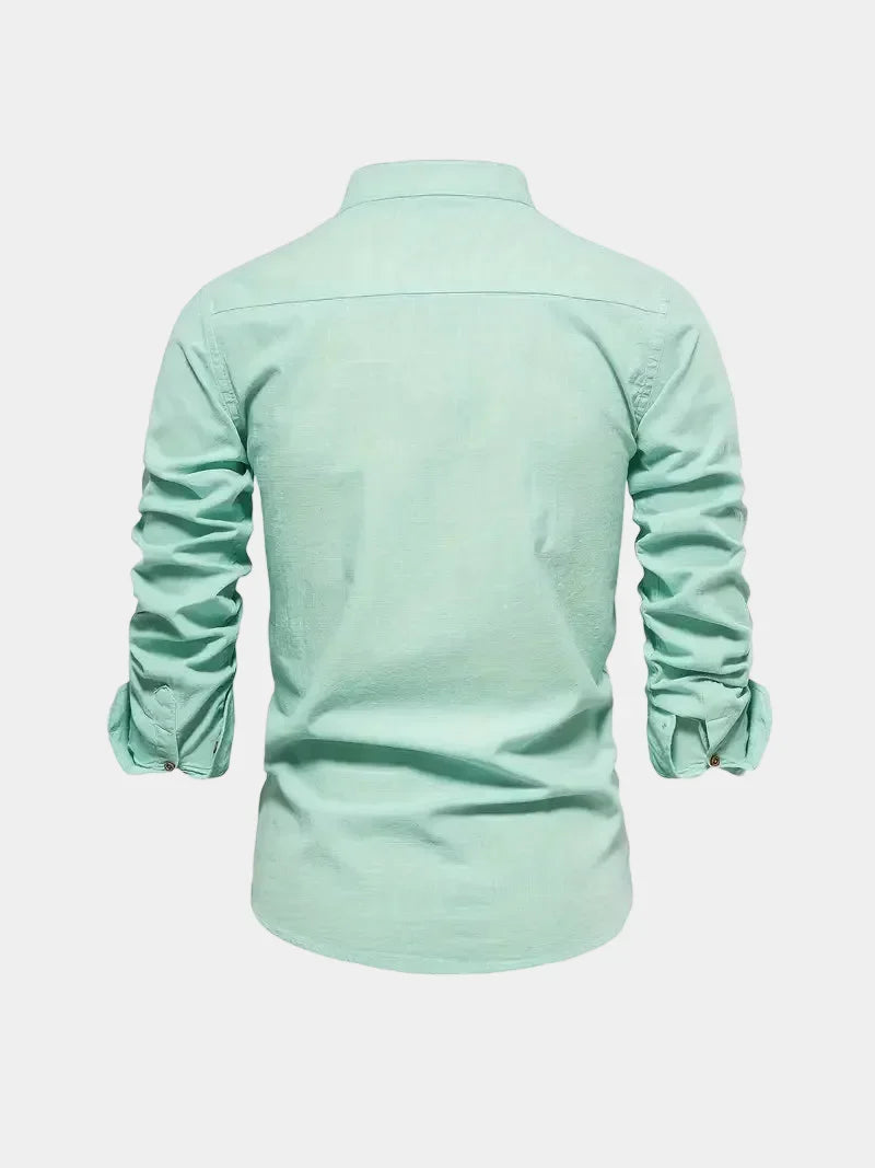 Men's Mandarin Collar Long Sleeve Shirt