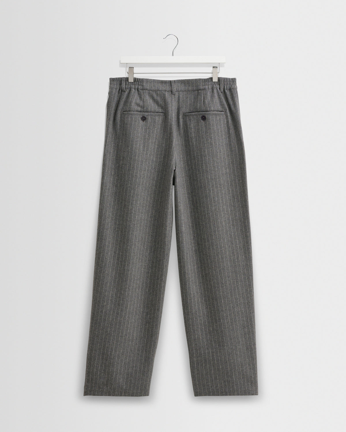 Men's Pleated Pinstripe Wool-Look Wide-Leg Trousers in Grey