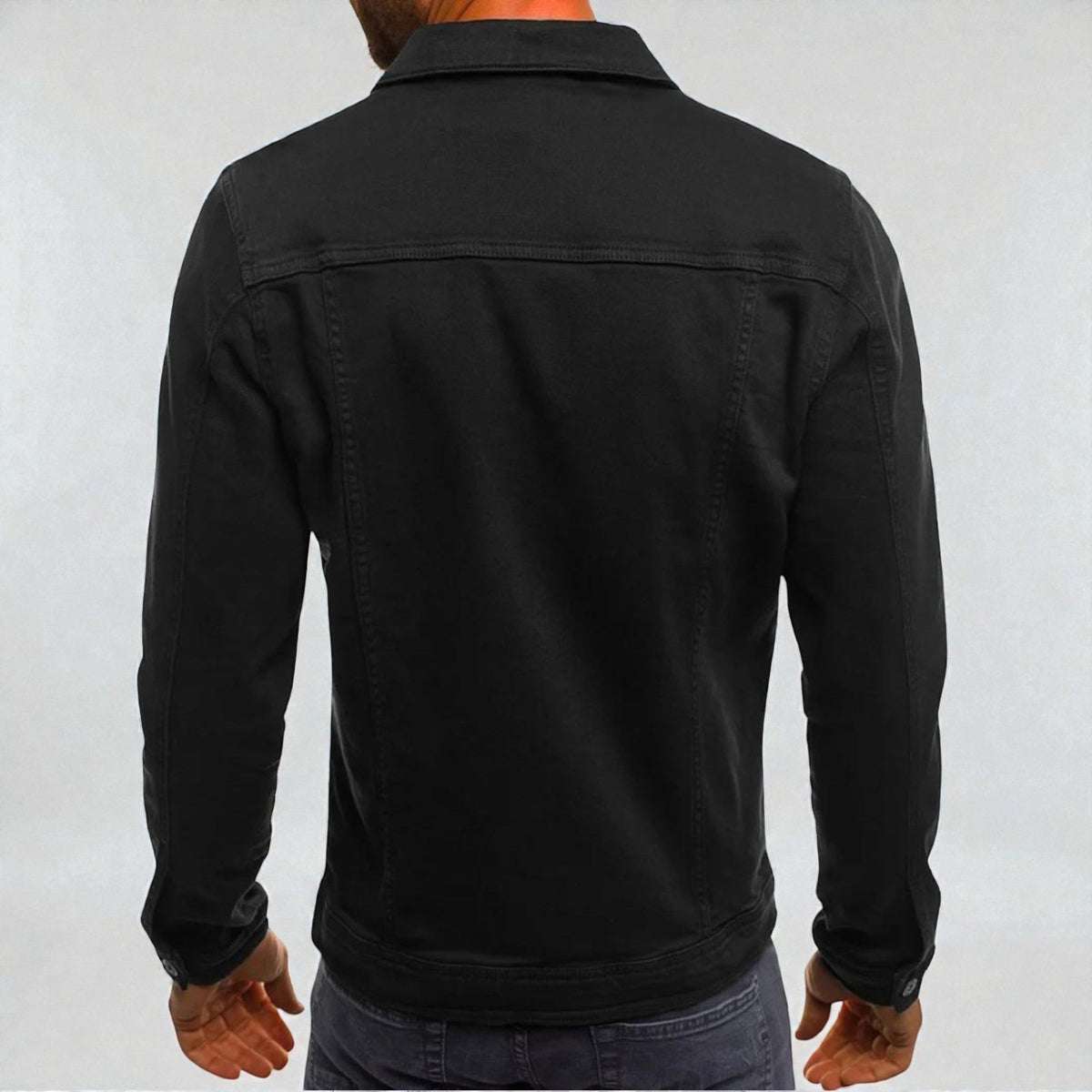Men's Pointed Collar Button-Up Denim Trucker Jacket