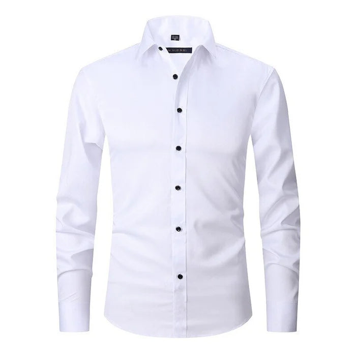 Men's Classic Button-Up Dress Shirt with Pointed Collar