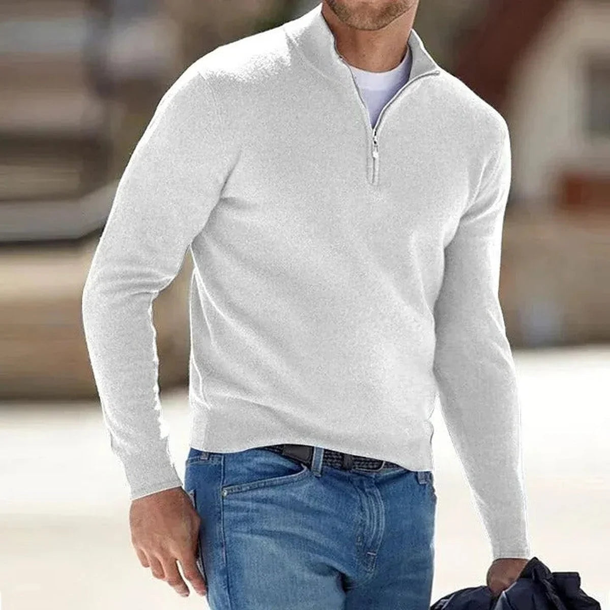 Men's Fine Knit Quarter-Zip Mock Neck Jumper