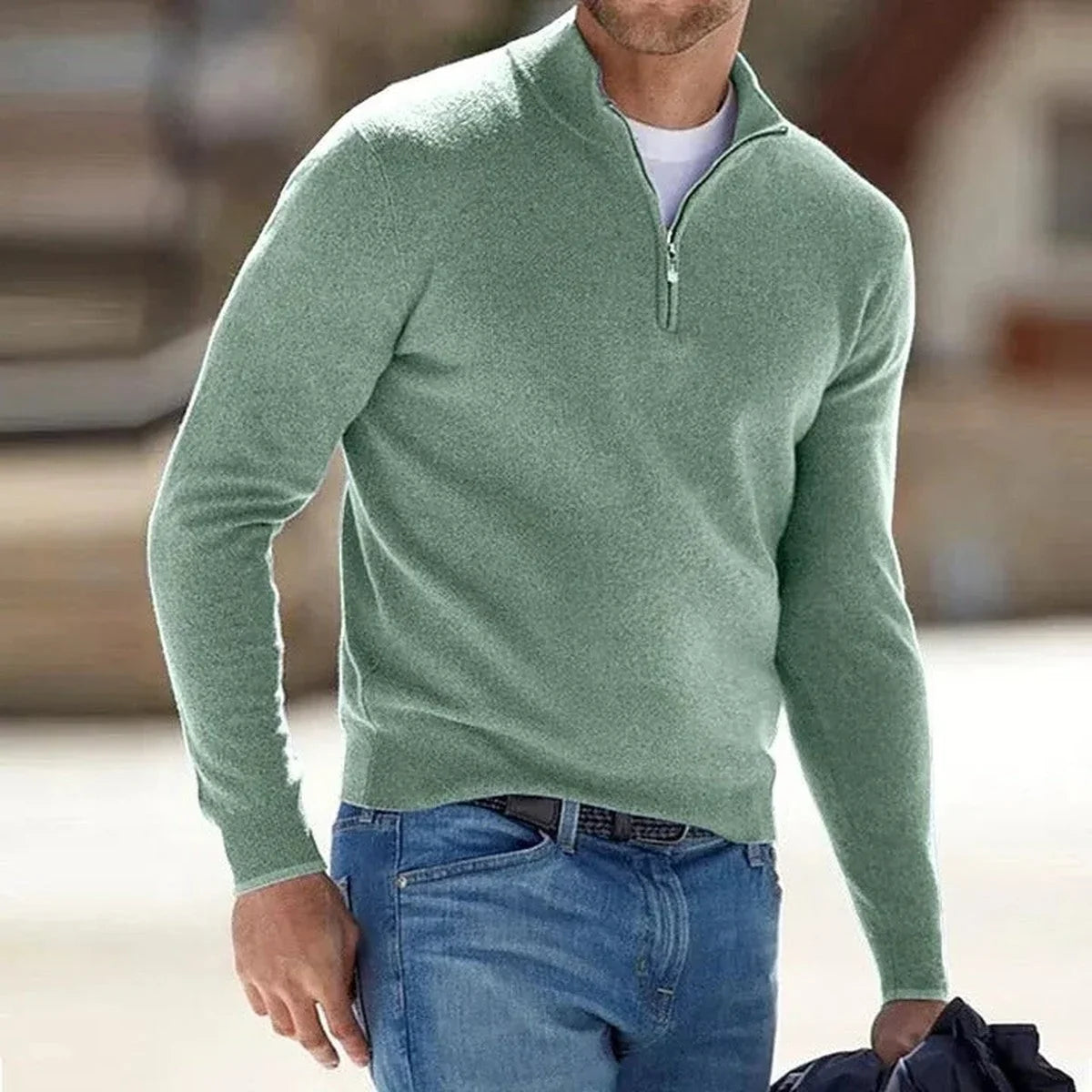 Men's Fine Knit Quarter-Zip Mock Neck Jumper