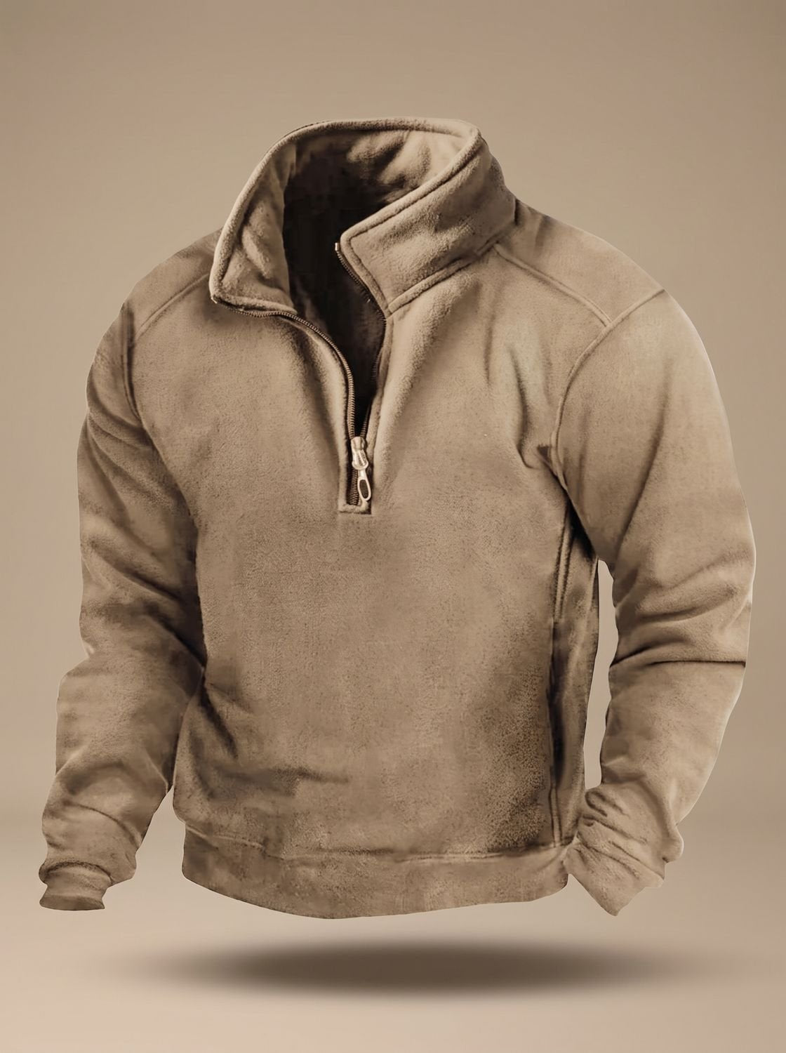 Men's Quarter-Zip Stand Collar Fleece Jumper