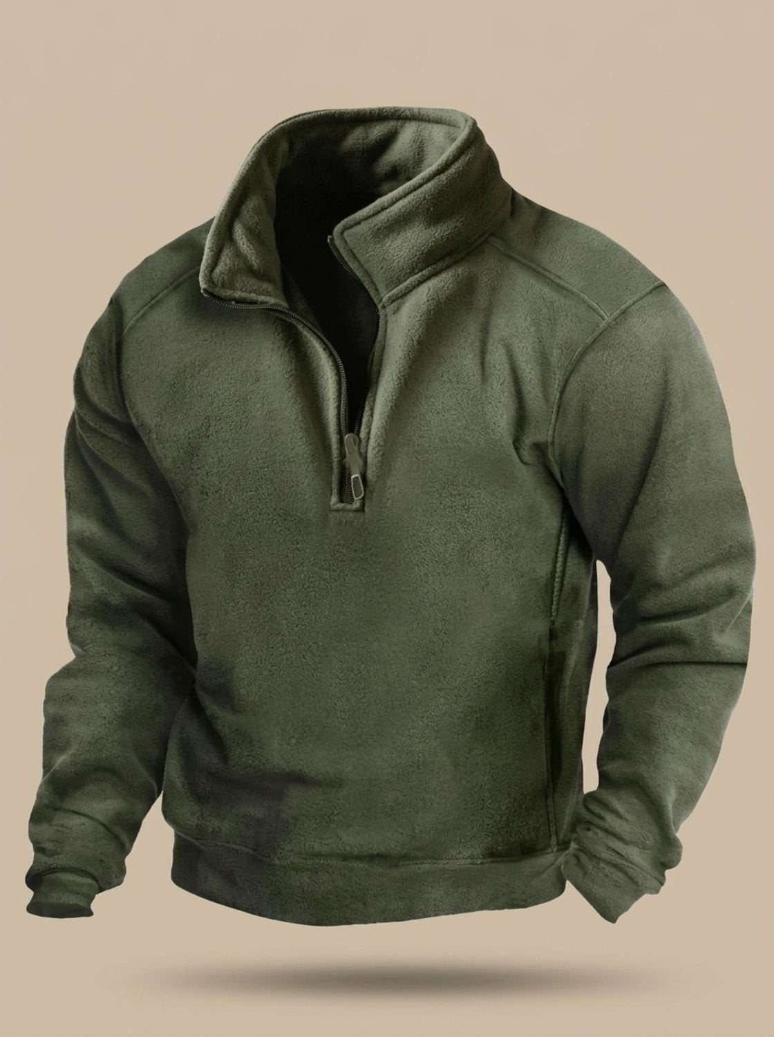 Men's Quarter-Zip Stand Collar Fleece Jumper