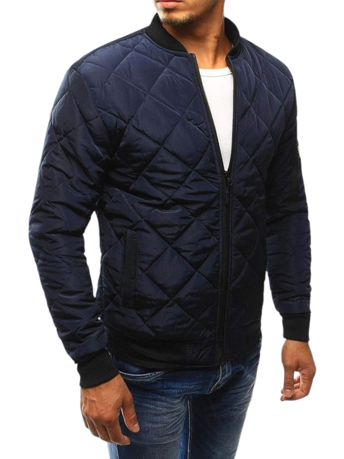 Men's Diamond Quilted Bomber Jacket