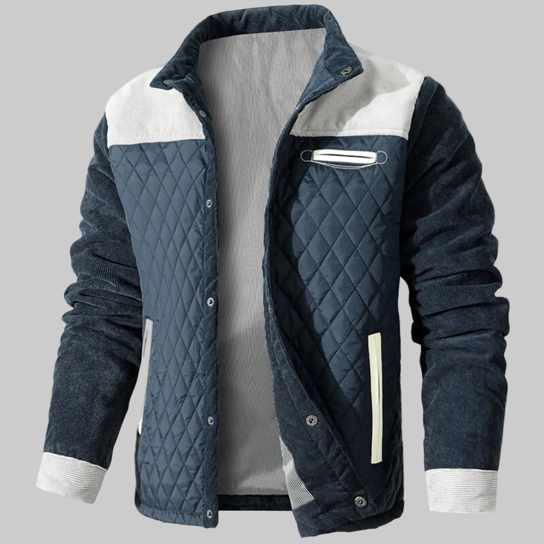 Men's Quilted Stand Collar Button Jacket
