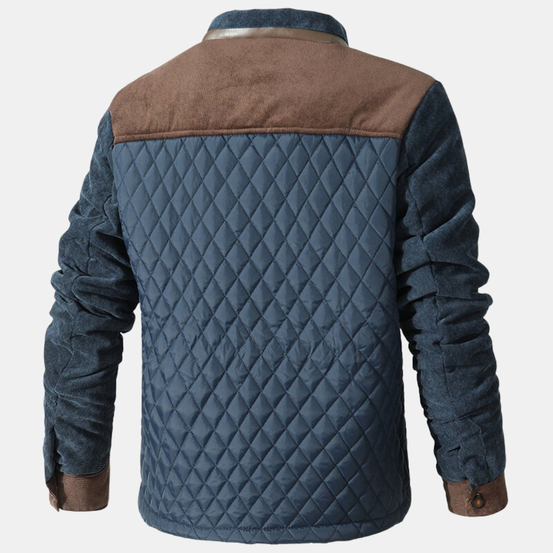 Men's Quilted Stand Collar Button Jacket