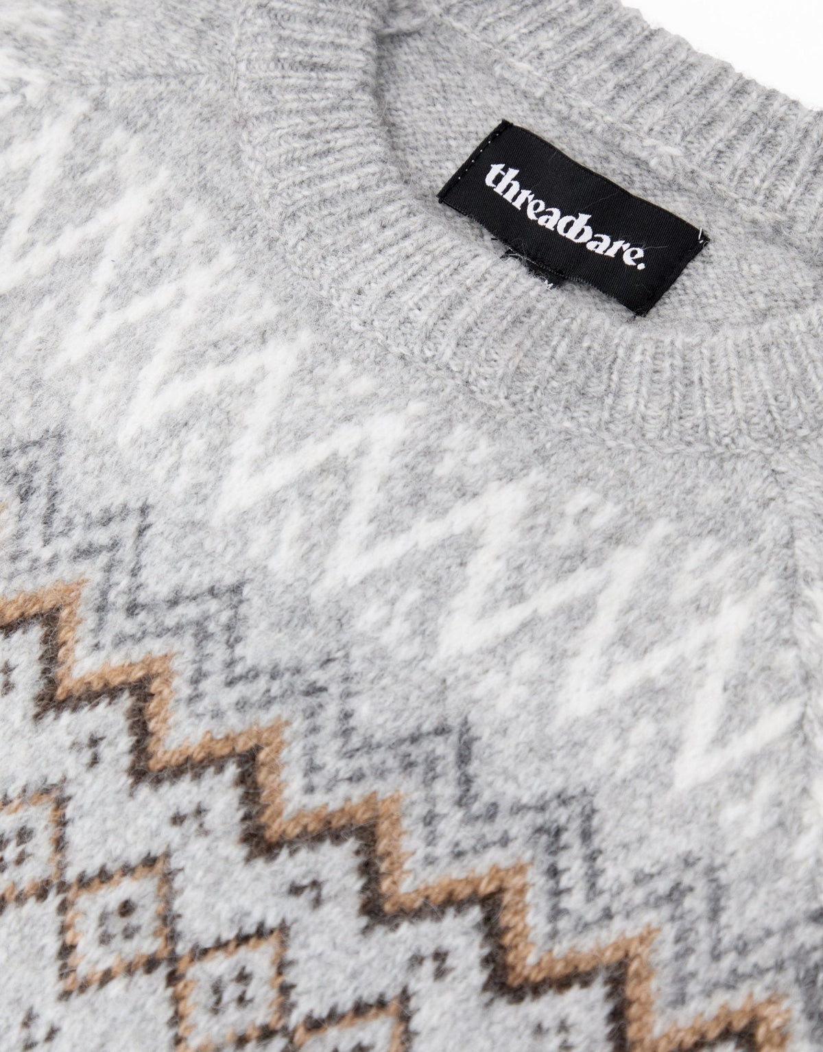 Men's Christmas Jumper Fair Isle Zigzag Yoke in Grey Marl